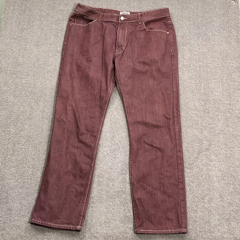 Ablanche Jeans Men 42W 34L ACT 39W 33L Burgundy Cotton Denim Straight Leg Y2K